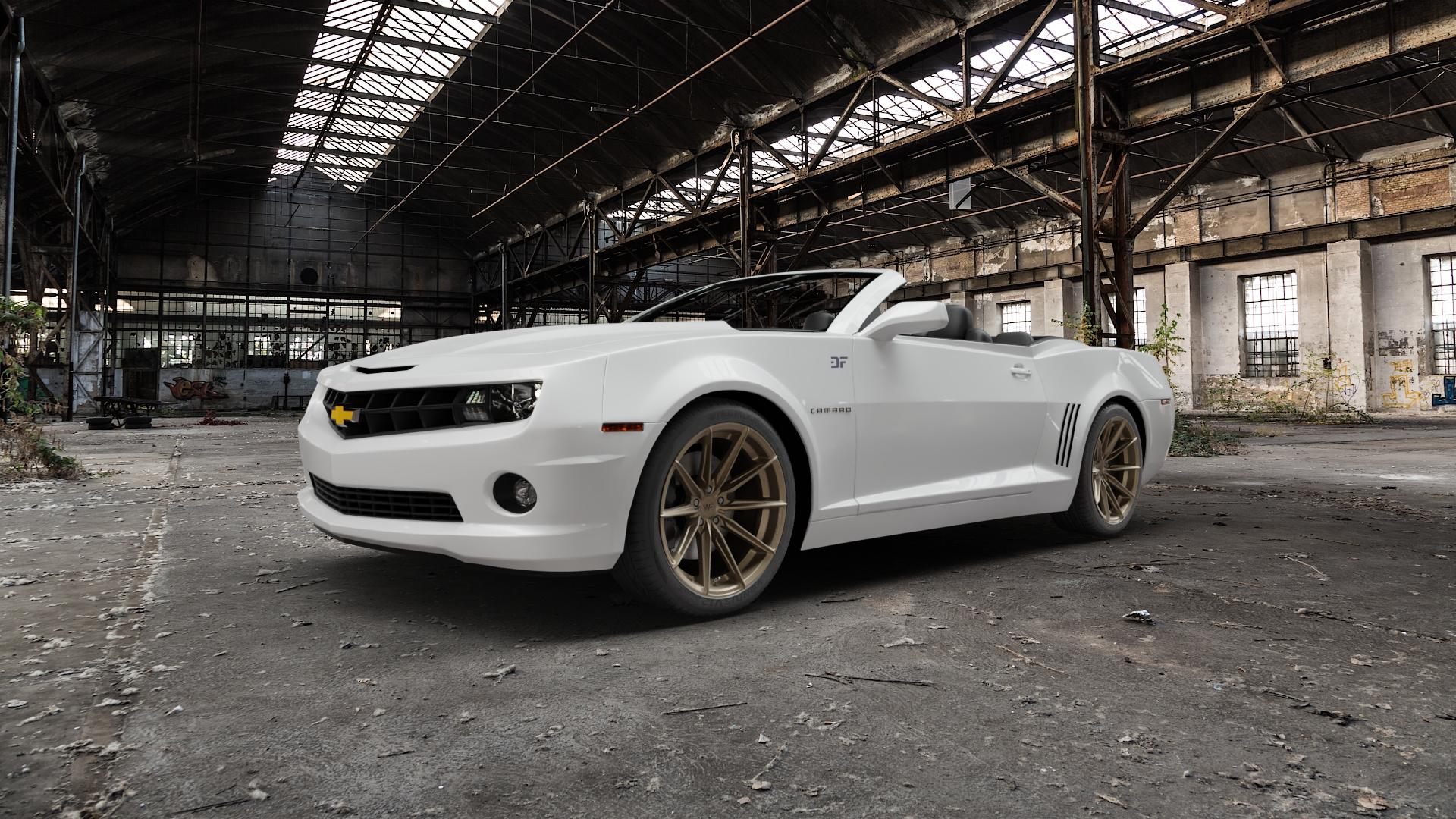 Wheelforce CF.3-FFR SATIN BRONZE Felge mit Reifen in 20Zoll Winterfelge Alufelge auf weissem Chevrolet Camaro V Cabrio ⬇️ mit 15mm Tieferlegung ⬇️ Old Industrial Hall_max5000mm_2022 Frontansicht_1