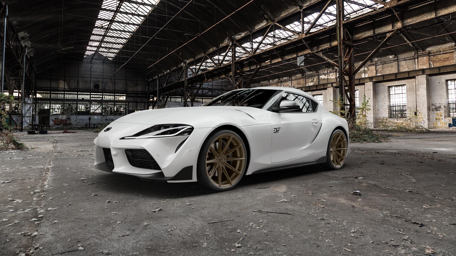 Wheelforce CF.3-FFR SATIN BRONZE Felge mit Reifen in 20Zoll Winterfelge Alufelge auf weissem Toyota Supra A90 Typ JTSC JBSC ⬇️ mit 15mm Tieferlegung ⬇️ Old Industrial Hall_max5000mm_2022 Frontansicht_1