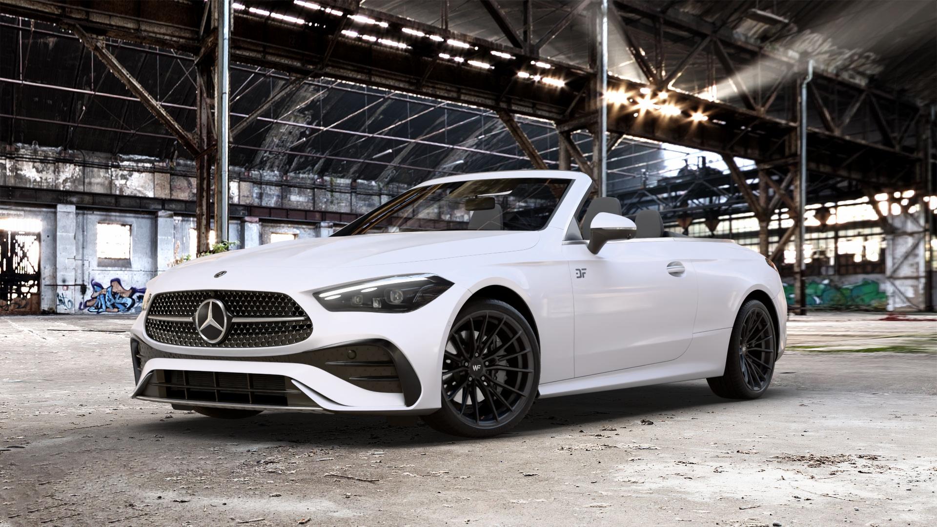 Wheelforce CF.4-FFR DEEP BLACK Felge mit Reifen schwarz in 20Zoll Winterfelge Alufelge auf weissem Mercedes CLE Typ C236 Cabrio 2,0l 180 125kW Mild-Hybrid (170 PS) 200 150kW (204 4Matic 220d 145kW (197 300 190kW (258 3,0l 450 280kW (381 AMG 53 330kW (449 ⬇️ mit 15mm Tieferlegung ⬇️ Old Industrial Hall_max_5300mm_2024 Frontansicht_1
