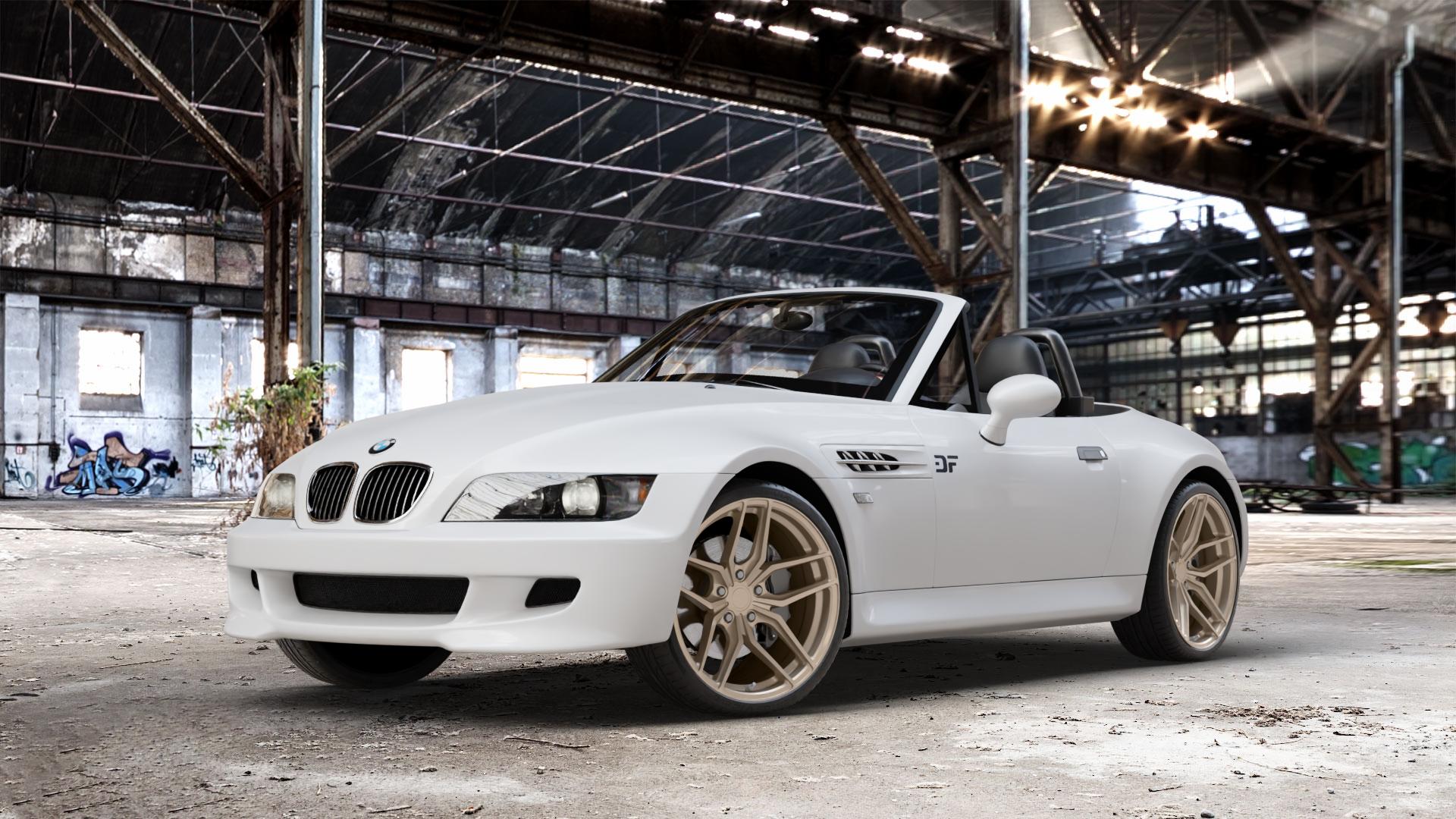 Z-Performance ZP2.1 Cafe Americano Felge mit Reifen bronze in 19Zoll Winterfelge Alufelge auf weissem BMW Z3 Roadster Typ E36/7(S) (R/C) ⬇️ mit 15mm Tieferlegung ⬇️ Old Industrial Hall_max_4400mm_2024 Frontansicht_1