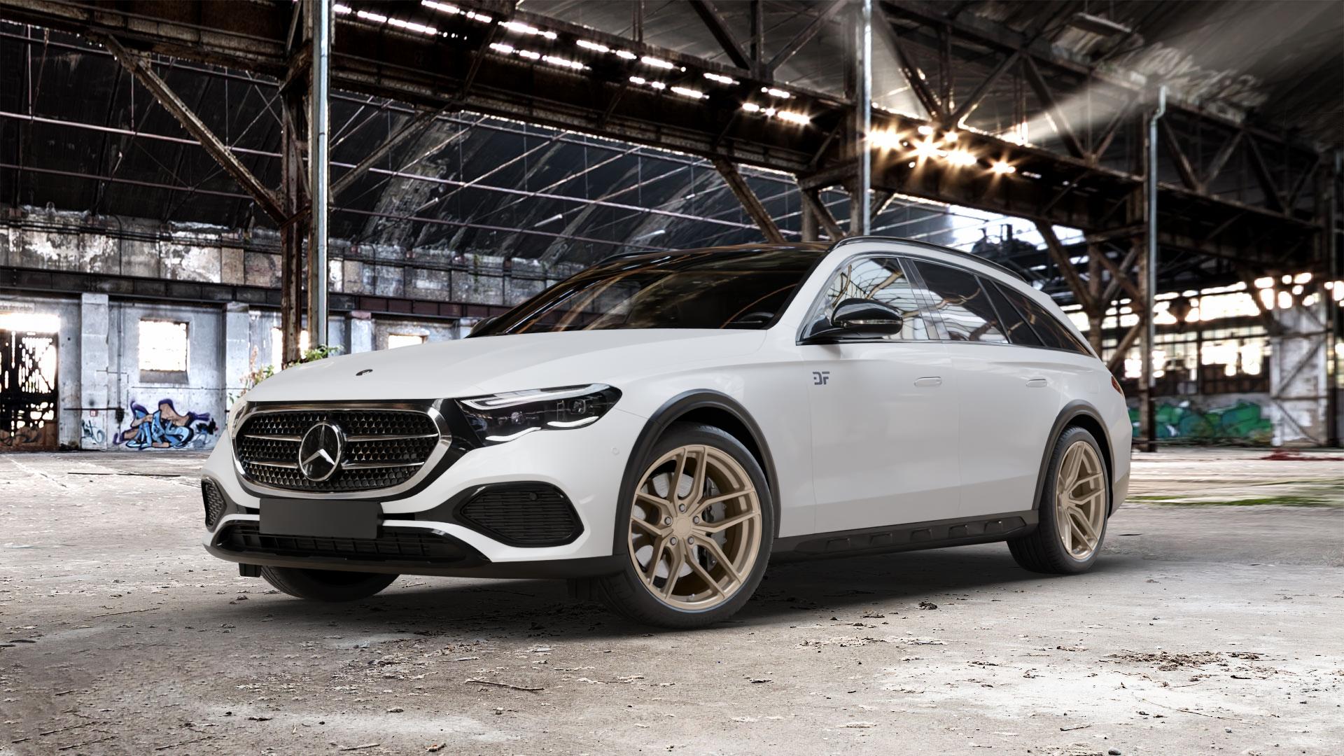 Z-Performance ZP2.1 Cafe Americano Felge mit Reifen bronze in 20Zoll Winterfelge Alufelge auf weissem Mercedes E-Klasse Typ S214 All-Terrain Coupe ⬇️ mit 15mm Tieferlegung ⬇️ Old Industrial Hall_max_5300mm_2024 Frontansicht_1