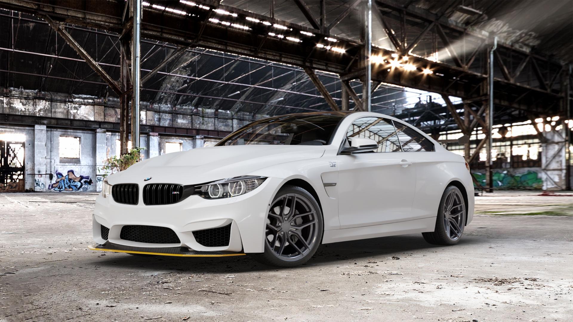 Z-Performance ZP2.1 FlowForged Gloss Metal Felge mit Reifen grau anthrazit metallic in 19Zoll Winterfelge Alufelge auf weissem BMW M4 GTS Typ F82 3,0l 368kW (500 PS) ⬇️ mit 15mm Tieferlegung ⬇️ Old Industrial Hall_max_5300mm_2024 Frontansicht_1