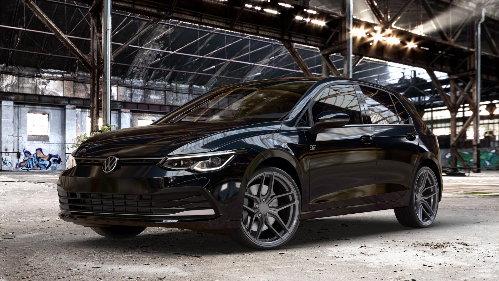 Z-Performance ZP2.1 FlowForged Gloss Metal Felge mit Reifen grau anthrazit metallic in 20Zoll Winterfelge Alufelge auf metallic schwarzem Volkswagen (VW) Golf 8 1,5l TSI 96kW (131 PS) 110kW (150 2,0l TDI 85kW (116 Mild-Hybrid 1,0l 81kW (110 66kW (90 1,4l Hybrid TGI 4Motion 140kW (190 ⬇️ mit 15mm Tieferlegung ⬇️ Old Industrial Hall_max_4400mm_2024 Frontansicht_1