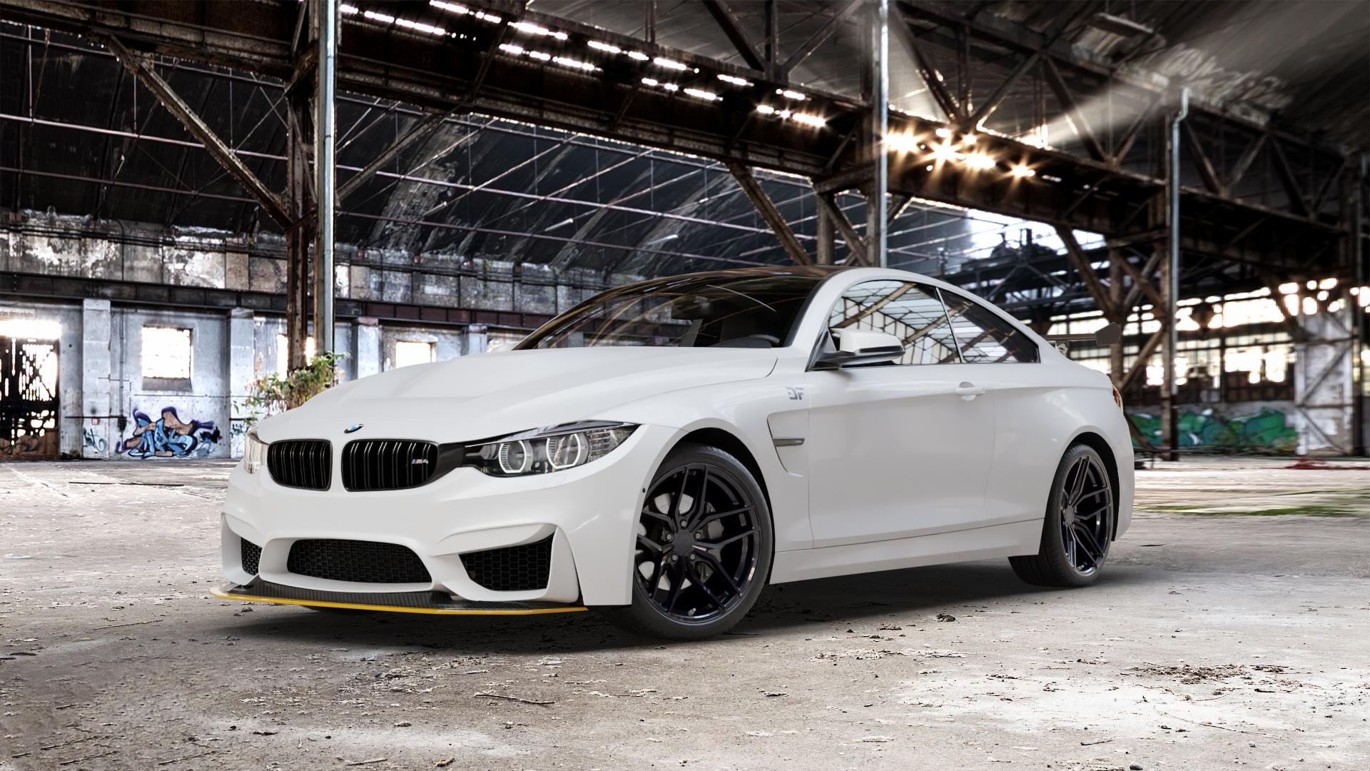 Z-Performance ZP2.1 FlowForged Satin Black Felge mit Reifen schwarz in 19Zoll Winterfelge Alufelge auf weissem BMW M4 GTS Typ F82 3,0l 368kW (500 PS) ⬇️ mit 15mm Tieferlegung ⬇️ Old Industrial Hall_max_5300mm_2024 Frontansicht_1