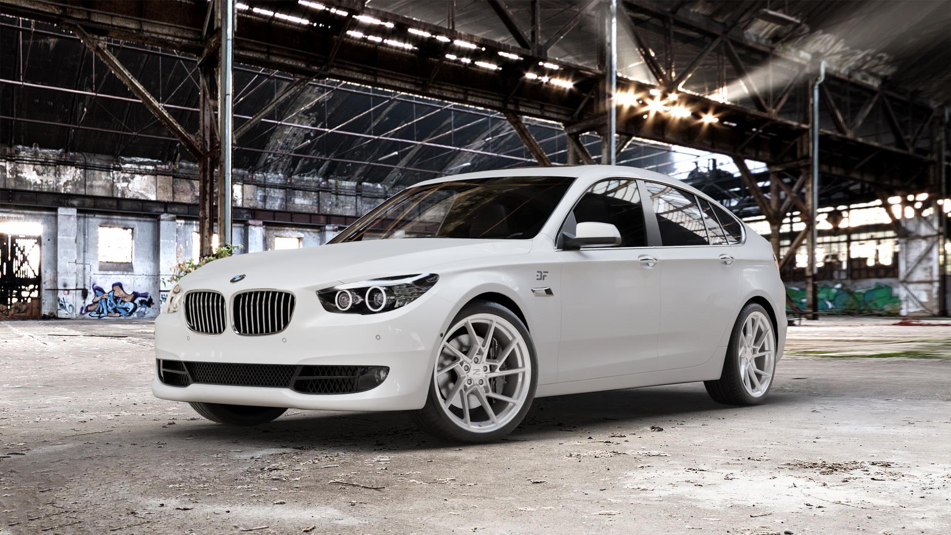 Z-Performance ZP3.1 FlowForged Pur Aluminum Felge mit Reifen grau silber metallic in 20Zoll Winterfelge Alufelge auf weissem BMW 535i GT Typ F07 xDrive 550i 530d 535d 520d 528i 5er Gran Turismo (GT, K-N1) ⬇️ mit 15mm Tieferlegung ⬇️ Old Industrial Hall_max_5300mm_2024 Frontansicht_1