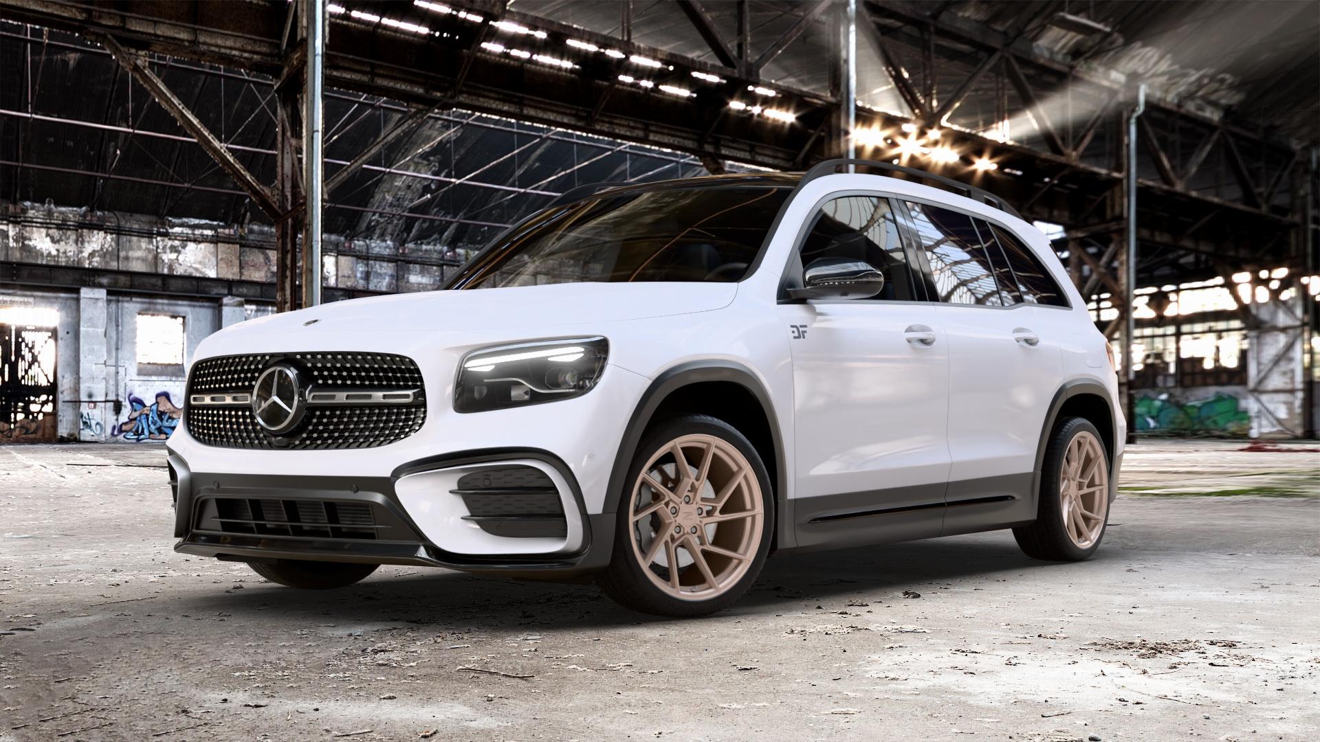 Z-Performance ZP3.1 FlowForged Sparkling Champagne Felge mit Reifen Champagner in 20Zoll Winterfelge Alufelge auf weissem Mercedes GLB-Klasse Typ F2B Facelift 1,3l GLB 180 100kW Mild-Hybrid (136 PS) 2,0l 180d 85kW (116 200 120kW (163 200d 110kW (150 4Matic 220 140kW (190 220d 250 16 ⬇️ mit 15mm Tieferlegung ⬇️ Old Industrial Hall_max_5300mm_2024 Frontansicht_1