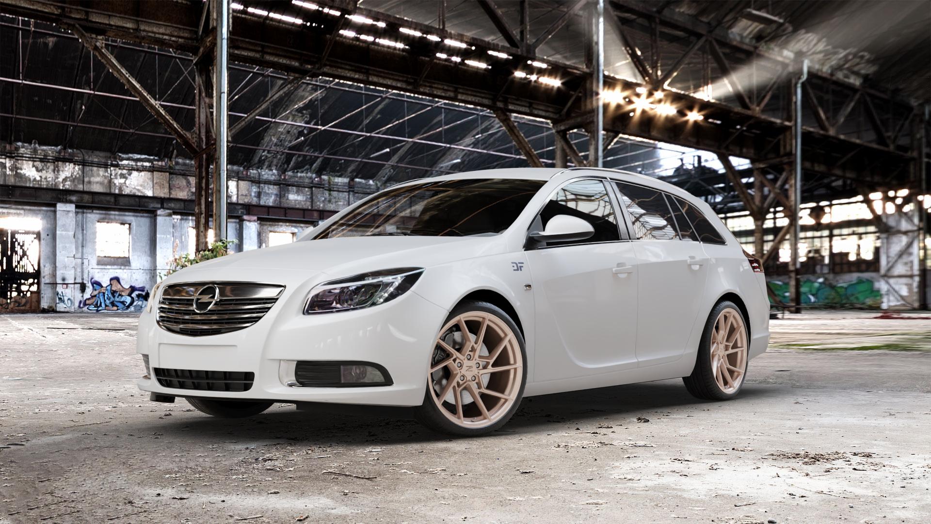 Z-Performance ZP3.1 FlowForged Sparkling Champagne Felge mit Reifen Champagner in 20Zoll Winterfelge Alufelge auf weissem Opel Insignia I Sports Tourer Facelift ⬇️ mit 15mm Tieferlegung ⬇️ Old Industrial Hall_max_5300mm_2024 Frontansicht_1